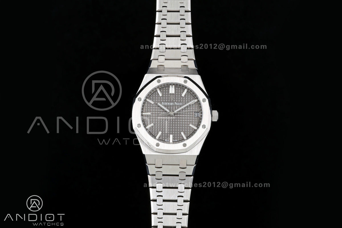 Royal Oak 41mm 15500 SS ZF Free Sprung V2 1:1 Best Edition Gray Textured Dial On SS Bracelet Super Clone A4302